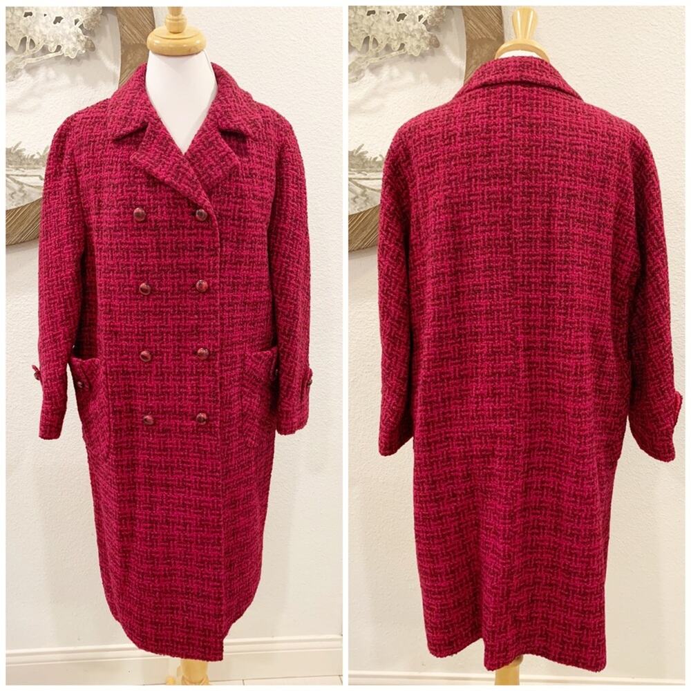Bromleigh Vintage 60s Union Made Tweed Coat Two Tone Pink Berry